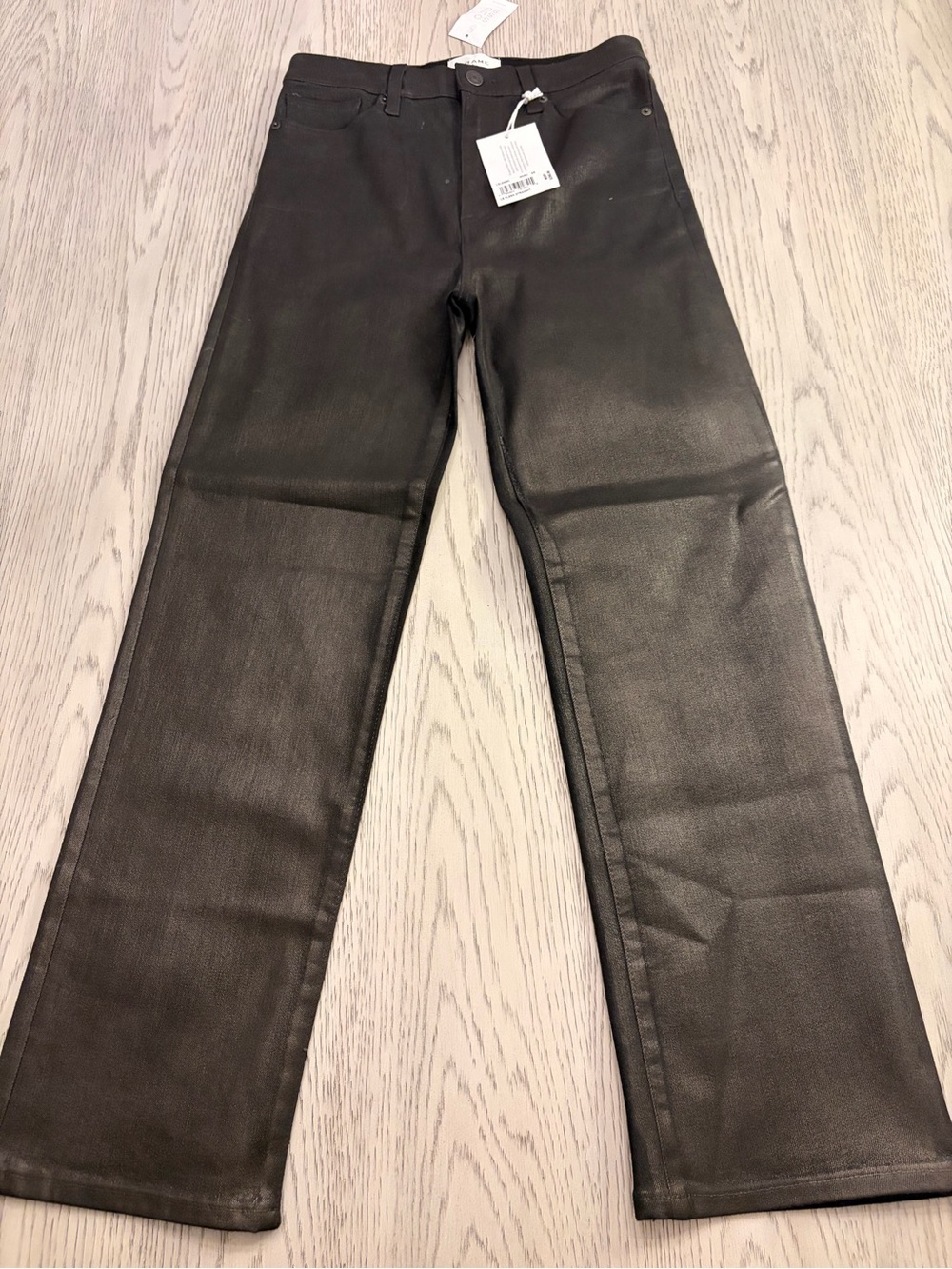 NWT Frame Le Sleek Coated High Rise Straight Jeans in Mood Ring Size 28 - Picture 4 of 12